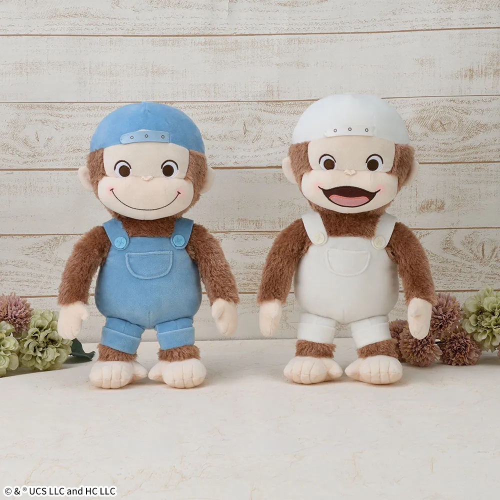 おさるのジョージ　赤いほっぺ　Lぬいぐるみ　オーバーオール&キャップ