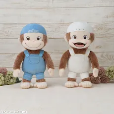おさるのジョージ　赤いほっぺ　Lぬいぐるみ　オーバーオール&キャップ