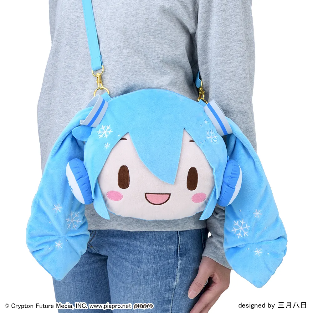 [グッズ]雪ミク　ふわぷち　フェイスショルダーバッグ（Ｍ）