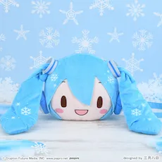 [グッズ]雪ミク　ふわぷち　フェイスショルダーバッグ（Ｍ）