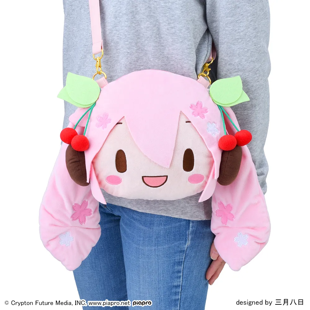 [グッズ]桜ミク　ふわぷち　フェイスショルダーバッグ（Ｍ）