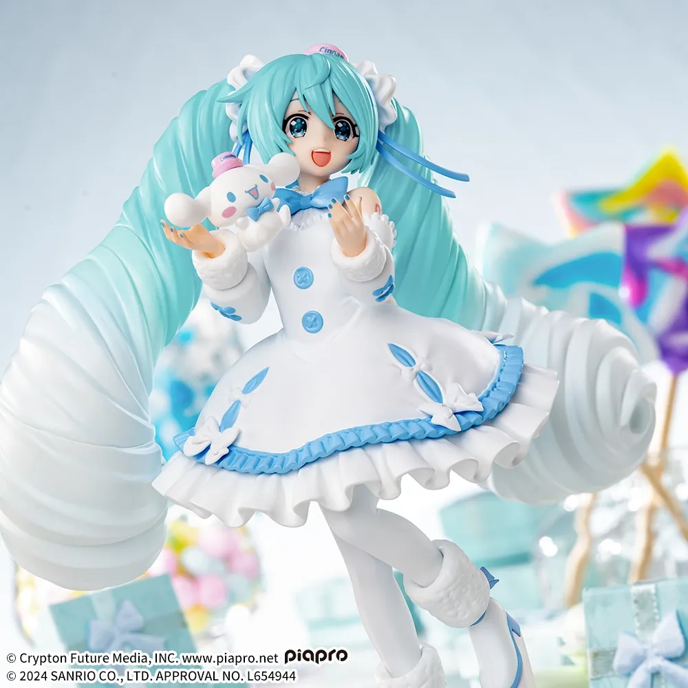 初音ミク　シナモンロール　ホワイトドレス　フィギュア　ちょこのせ プレミアム 初音ミクシリーズ Luminasta “初音ミク×シナモロール”ホワイトドレス
