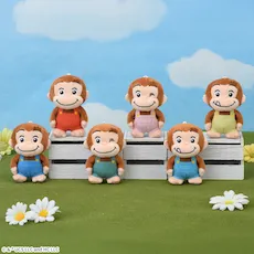 おさるのジョージ　ぽってりマスコット　カラフルオーバーオール